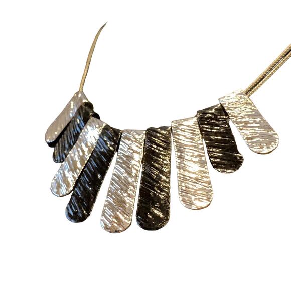 New Silver Black Metal Gladiator Tab Leather Corded Statement Necklace Gift Box - Picture 3 of 4